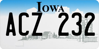 IA license plate ACZ232