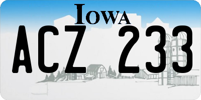 IA license plate ACZ233