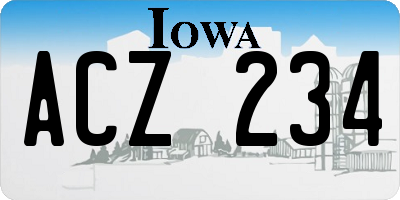 IA license plate ACZ234