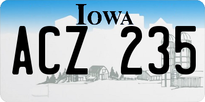 IA license plate ACZ235