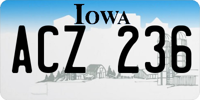 IA license plate ACZ236