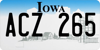 IA license plate ACZ265