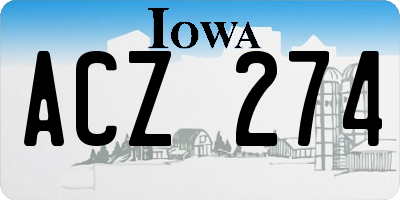 IA license plate ACZ274
