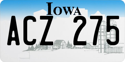 IA license plate ACZ275