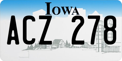 IA license plate ACZ278