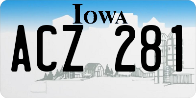 IA license plate ACZ281