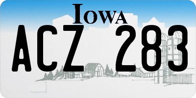 IA license plate ACZ283