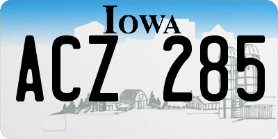 IA license plate ACZ285