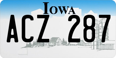 IA license plate ACZ287