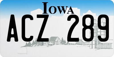 IA license plate ACZ289