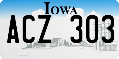 IA license plate ACZ303