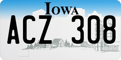 IA license plate ACZ308