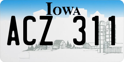 IA license plate ACZ311