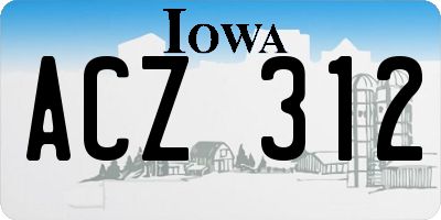 IA license plate ACZ312