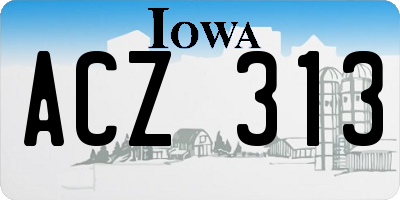 IA license plate ACZ313