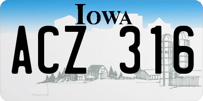 IA license plate ACZ316