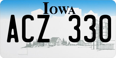 IA license plate ACZ330