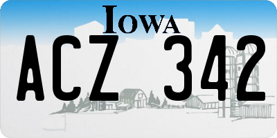 IA license plate ACZ342