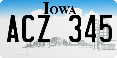 IA license plate ACZ345