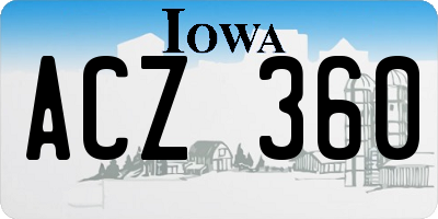 IA license plate ACZ360