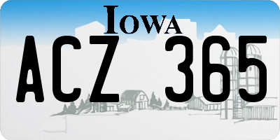 IA license plate ACZ365