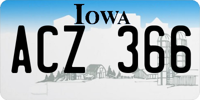 IA license plate ACZ366