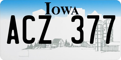 IA license plate ACZ377