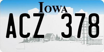 IA license plate ACZ378