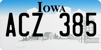 IA license plate ACZ385
