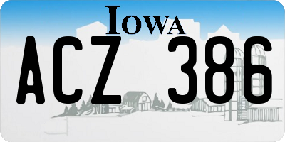 IA license plate ACZ386