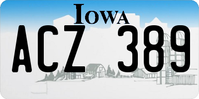 IA license plate ACZ389