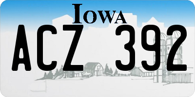 IA license plate ACZ392