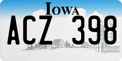 IA license plate ACZ398