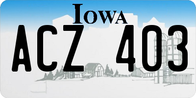 IA license plate ACZ403