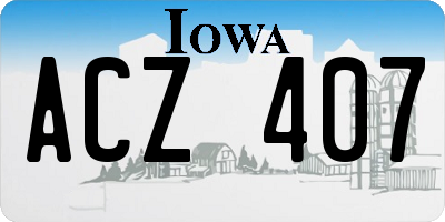 IA license plate ACZ407