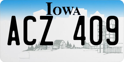 IA license plate ACZ409