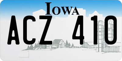 IA license plate ACZ410