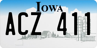 IA license plate ACZ411