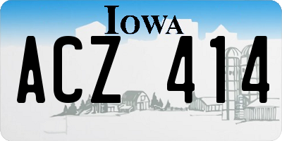 IA license plate ACZ414