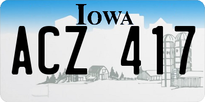 IA license plate ACZ417