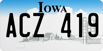 IA license plate ACZ419