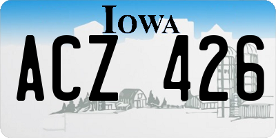 IA license plate ACZ426