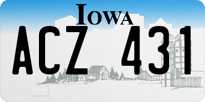 IA license plate ACZ431