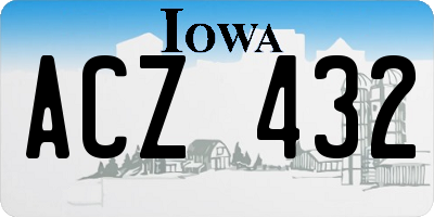 IA license plate ACZ432