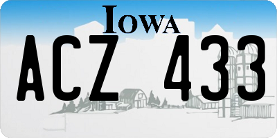 IA license plate ACZ433