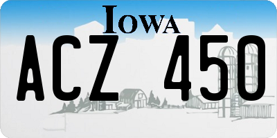 IA license plate ACZ450