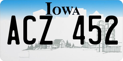 IA license plate ACZ452
