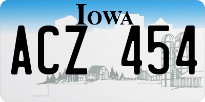 IA license plate ACZ454