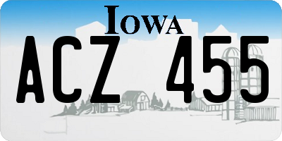 IA license plate ACZ455