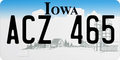 IA license plate ACZ465